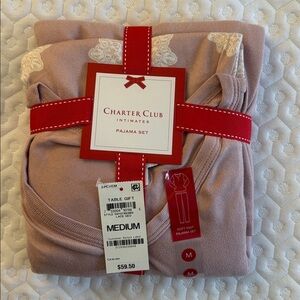 Charter Club Pink Pajama Set with Lace Accents